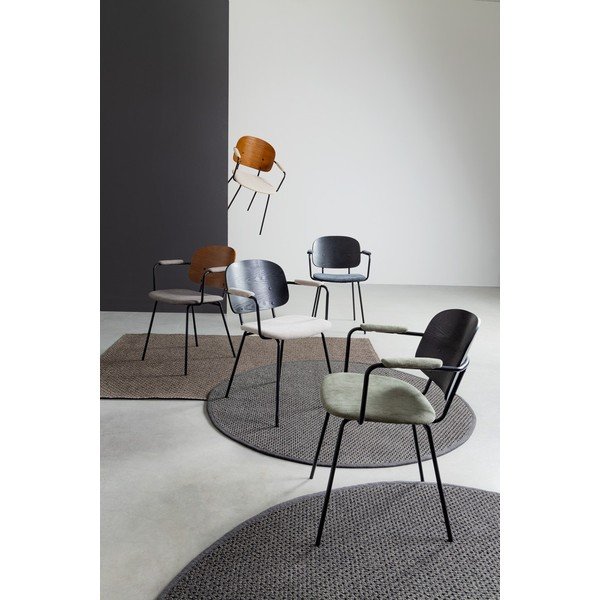 Scaun de dining negru/gri închis cu cotiere tapițat Sienna – Bizzotto-image-1