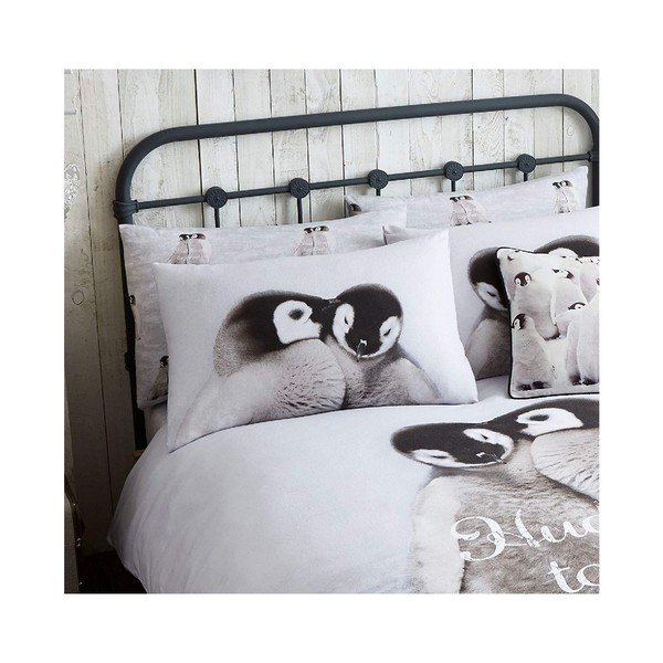 Lenjerie din bumbac pentru pat dublu Catherine Lansfield Pinguin, 220 x 230 cm-image-2