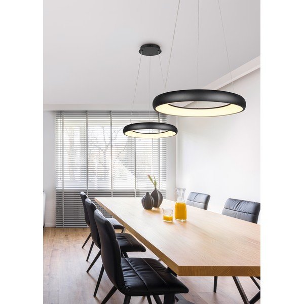 Lustră negru-mat LED cu intensitate reglabilă cu abajur din metal ø 62 cm Cardona – Trio-image-2