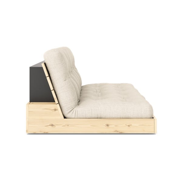 Canapea gri-bej extensibilă cu tapițerie din in 196 cm Base – Karup Design-image-3