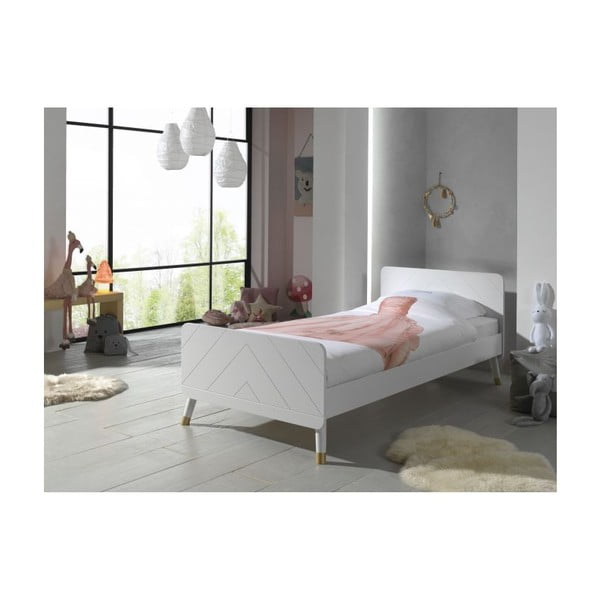 Pat din lemn de pin pentru copii Vipack Billy, 90 x 200 cm, alb-image-2