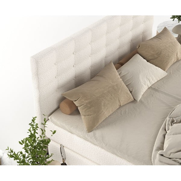 Pat boxspring crem cu spațiu de depozitare 200x200 cm Blend – Maison de Rêve-image-1