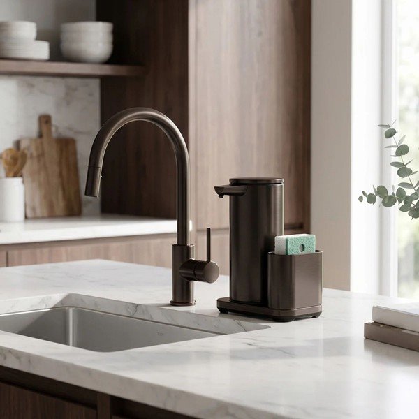Suport pentru accesorii de spălat bronz automat din metal – simplehuman-image-3