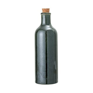 Sticlă din gresie ceramică și dop din plută Bloomingville Joelle, 650 ml, verde închis