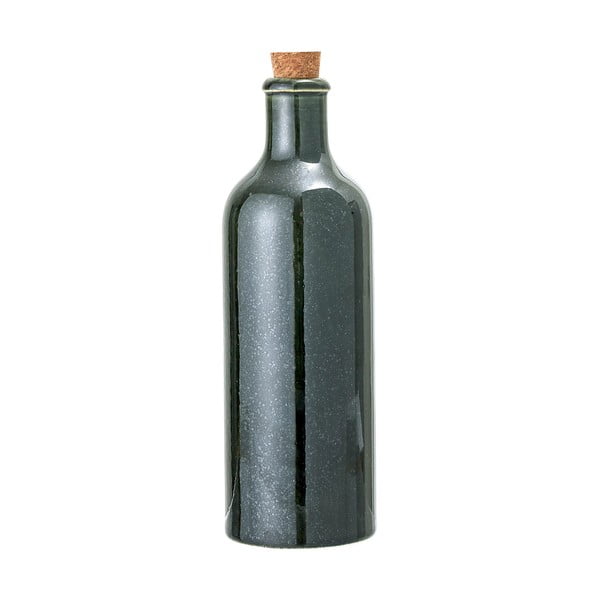 Sticlă din gresie ceramică și dop din plută Bloomingville Joelle, 650 ml, verde închis