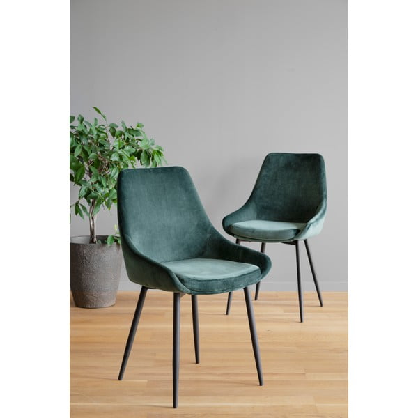 Scaune de dining verzi-închis 2 buc. din catifea Sierra - Rowico-image-1