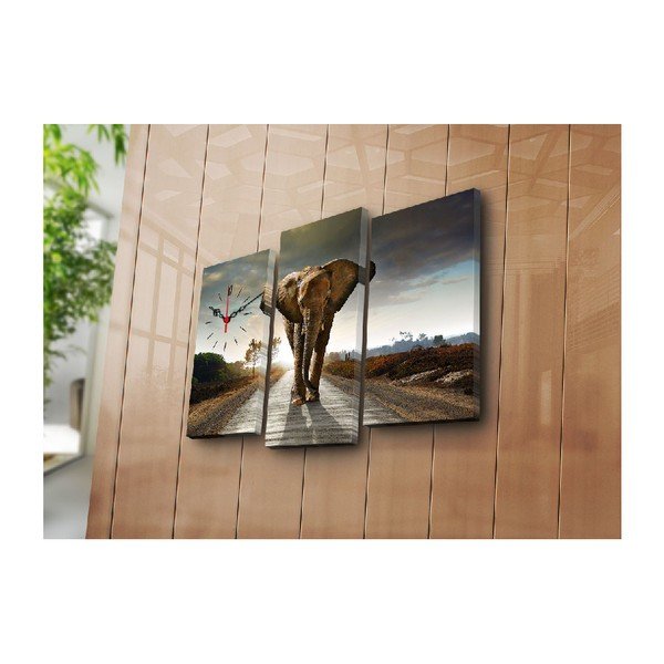 Ceas de perete cu imagine Slon, 66 x 45 cm-image-2