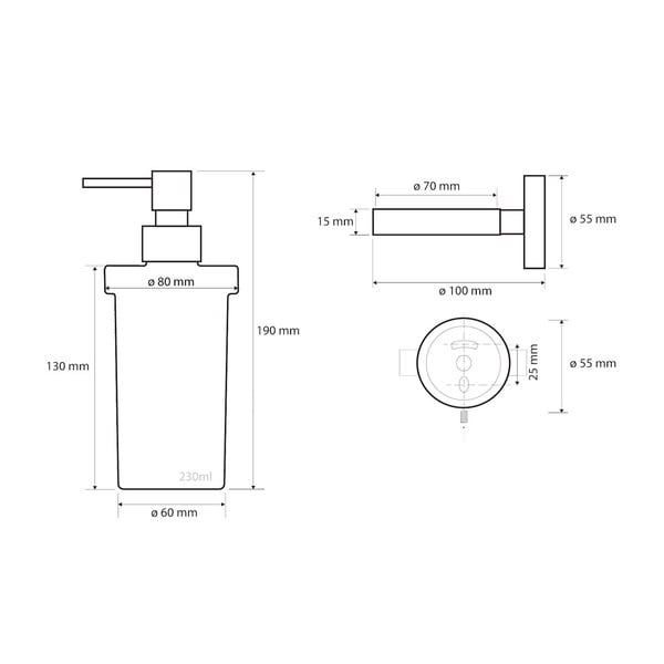 Dozator de săpun de perete din inox Sapho X-Steel, 250 ml-image-1