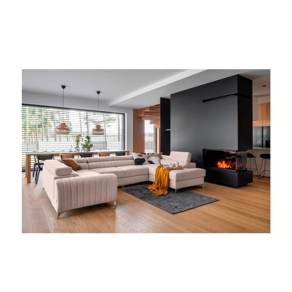 Colțar roz extensibil/cu spațiu de depozitare (cu colț pe partea dreaptă/în formă de "U") Louis – ELTAP-image-1