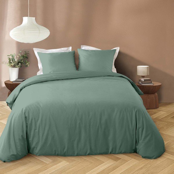 Lenjerie de pat verde din microfibră pentru pat dublu/extinsă cu 3 piese 240x220 cm Liam – douceur d'intérieur