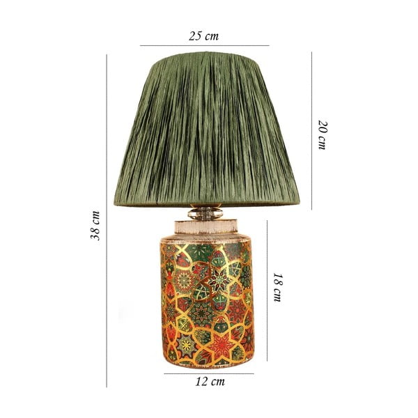 Veioză verde cu abajur din sfoară din hârtie (înălțime 38 cm) Alev – Opviq lights-image-2