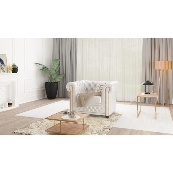 Fotoliu alb cu tapițerie din imitație de piele York – Ropez-image-1