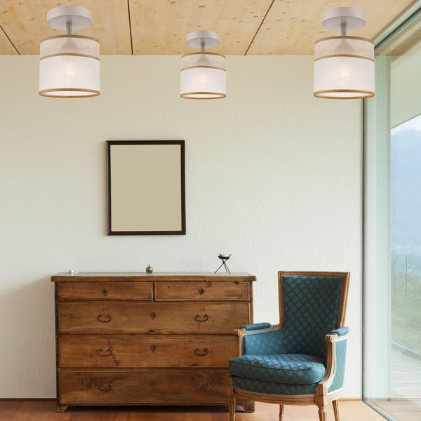 Plafonieră maro deschis cu abajur textil ø 16 cm Andrea – LAMKUR-image-3