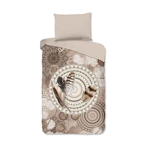 Lenjerie de pat maro din flanelă pentru pat de o persoană 140x200 cm Ringhda – HIP