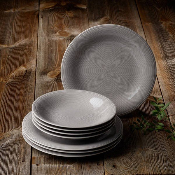 Set 8 ase din porțelan Like by Villeroy & Boch Group, gri v-image-1