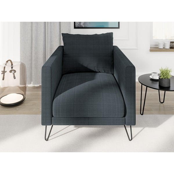 Fotoliu gri închis cu tapițerie din chenille Freya – Ropez-image-1