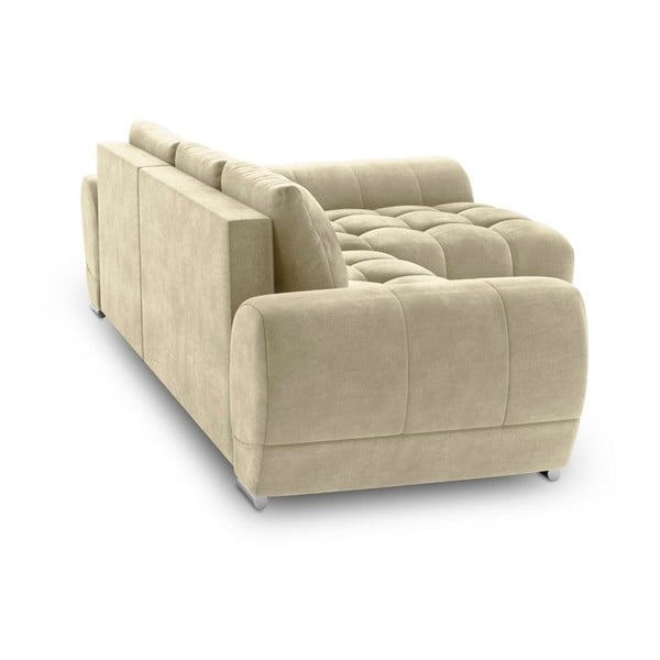 Colțar extensibil cu tapițerie de catifea și șezlong pe partea dreaptă Windsor & Co Sofas Nuage, bej-image-3