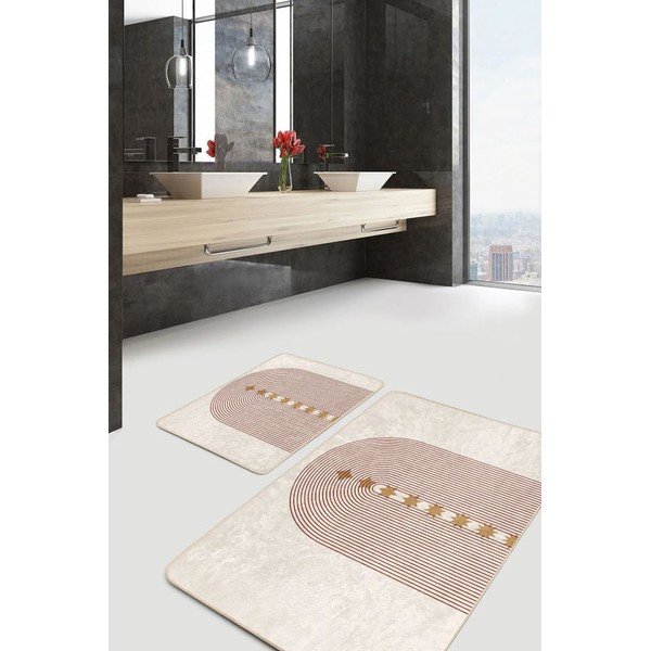 Covorașe de baie bej 2 buc. din catifea 60x100 cm – Mila Home-image-2