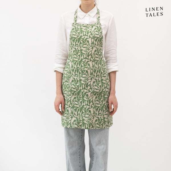 Șorț din in Evergreen Damask – Linen Tales