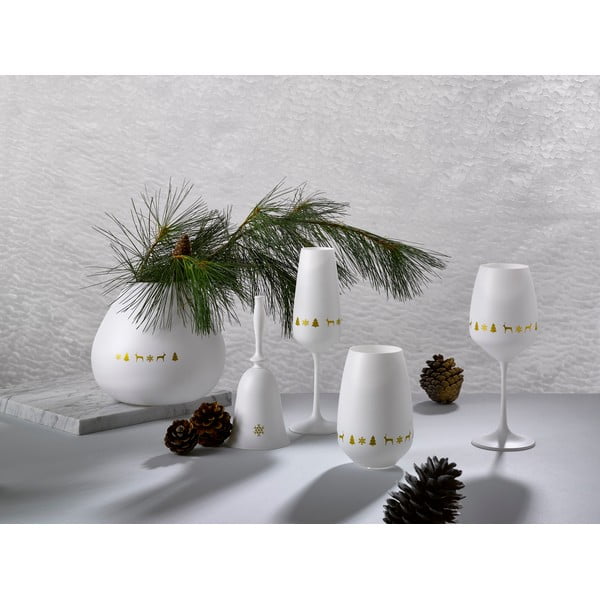 Clopot de Crăciun din sticlă Crystalex Nordic Vintage, înălțime 17,9 cm, alb-image-2