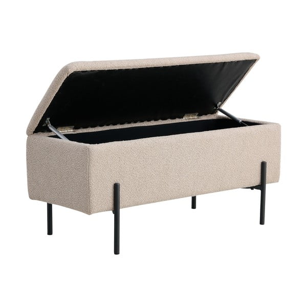 Bancă bej cu tapițerie din stofă bouclé Watford – House Nordic-image-2