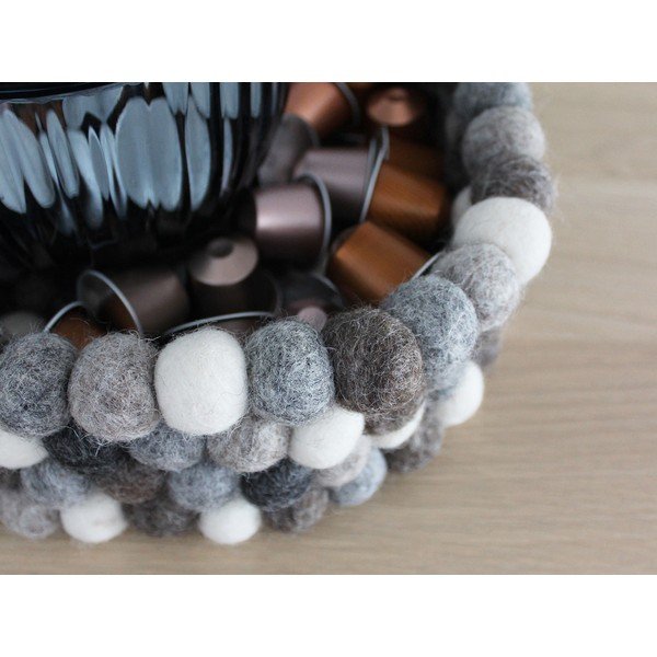 Coș depozitare cu bile din lână Wooldot Ball Basket, ⌀ 28 cm, alb - gri-image-2