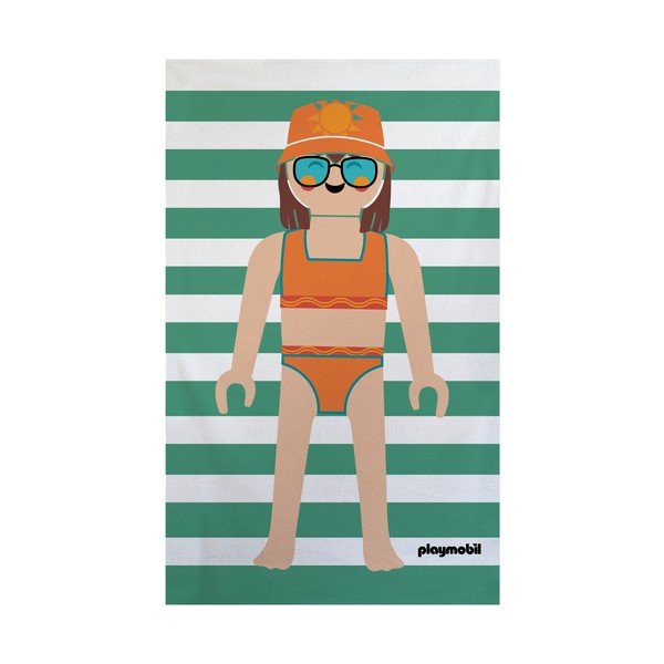 Prosop de plajă verde din bumbac din frotir 75x140 cm Summer Girl – Playmobil