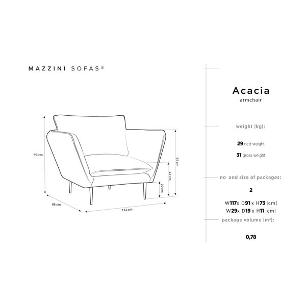 Fotoliu din catifea Mazzini Sofas Acacia, bej-image-3