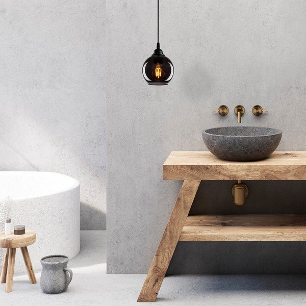 Lustră neagră cu abajur din sticlă ø 15 cm Smoked – Opviq lights-image-3