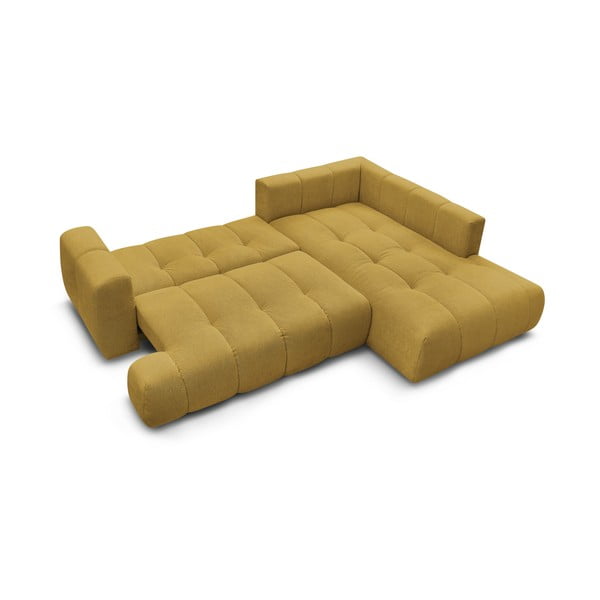 Colțar galben muștar extensibil/cu spațiu de depozitare (cu colț pe partea dreaptă/în formă de ”L”) Fuji – Bobochic Paris-image-4