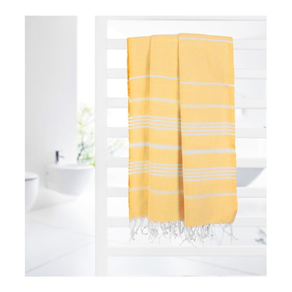 Prosop baie hammam Kate Louise Classic, 180 x 100 cm, galben-image-2