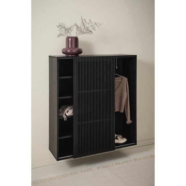 Set pentru hol negru cu aspect de lemn de frasin 110x120x40 cm Sion – Jotex-image-1