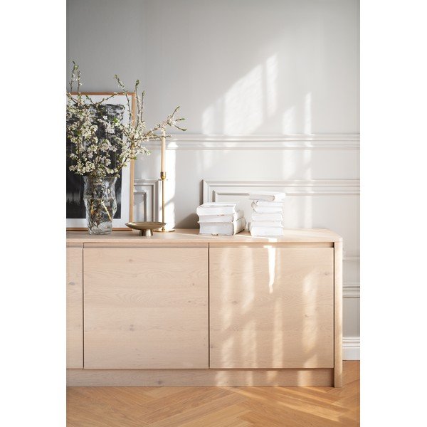 Comodă în culoare naturală deschisă cu aspect de lemn de stejar 180x70x40 cm Melstone – Rowico-image-2