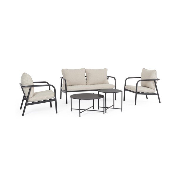 Set mobilier de grădină bej din oțel pentru 4 persoane Ostuni – Bizzotto-image-1