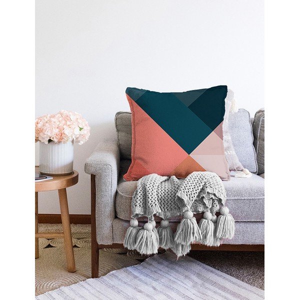 Față de pernă din amestec de bumbac Minimalist Cushion Covers Triangles, 55 x 55 cm-image-2