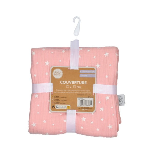 Pătură pentru copii roz din muselină 75x75 cm – Bébé Douceur-image-3