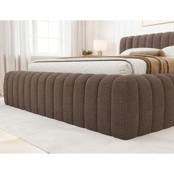 Pat matrimonial maro tapițat cu spațiu de depozitare cu somieră 160x200 cm Carilla – ELTAP-image-4