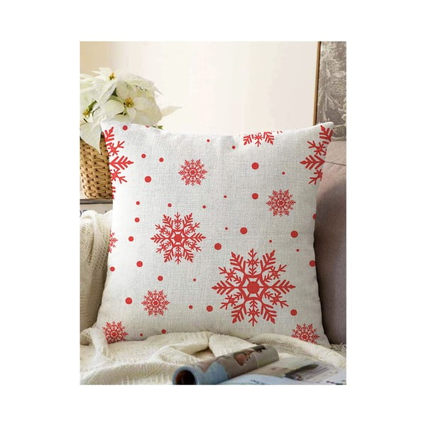 Set 4 fețe de pernă și un napron de masă cu model de Crăciun Minimalist Cushion Covers Red Christmas-image-3
