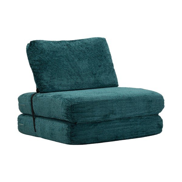 Fotoliu albastru-verde extensibil cu tapițerie din țesătură bouclé Faster – Mauro Ferretti