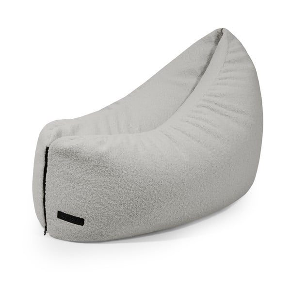 Fotoliu puf pentru copii gri deschis cu tapițerie din țesătură bouclé Clip Clap 90 – SLOWDOWN