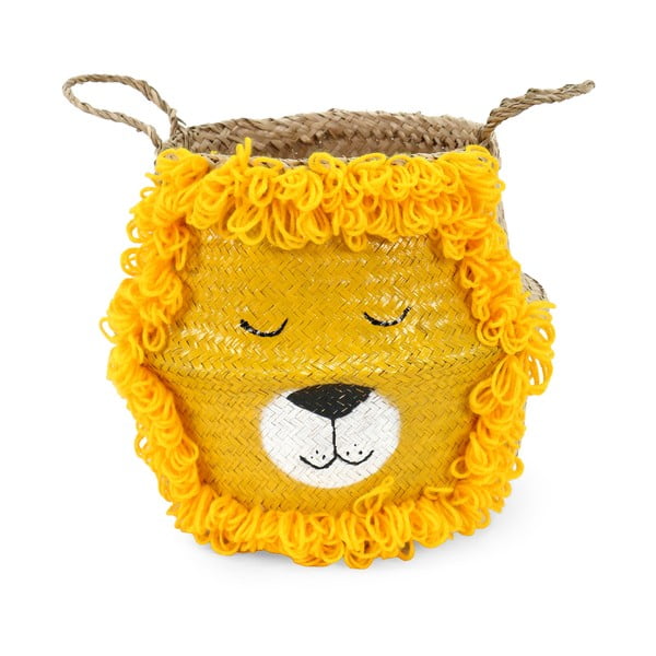 Coș de jucării pentru copii galben/în culoare naturală din iarbă-de-mare ø 30x28 cm Lion – Compactor
