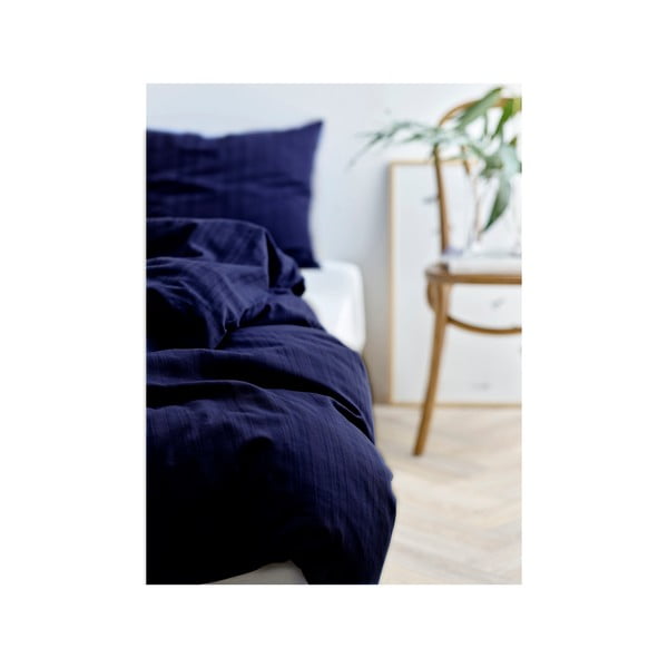 Lenjerie de pat albastru-închis din damasc pentru pat de o persoană 140x200 cm Noble – Södahl-image-1
