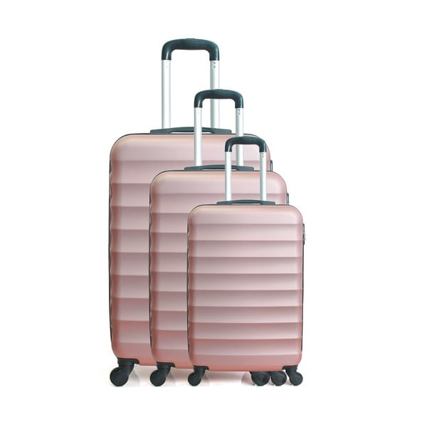Set 3 valize cu roți pentru călătorie Hero Jakarta, roz