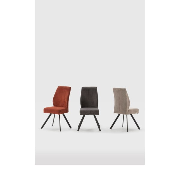 Scaune de dining gri-închis 2 buc. din catifea reiată Anibal – Marckeric-image-1