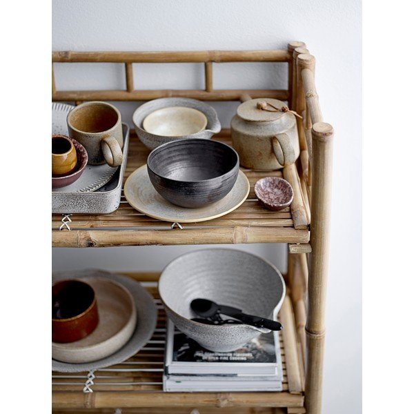 Bol servire din gresie ceramică Bloomingville Thea, ø 24,5 cm, alb-gri-image-1