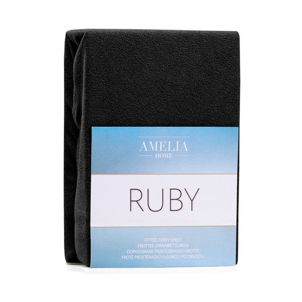 Cearceaf negru din frotir cu elastic 220x200 cm Ruby – AmeliaHome-image-2
