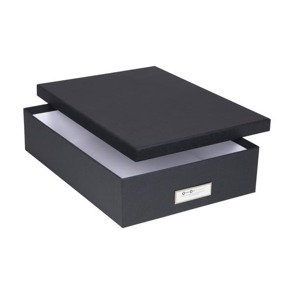 Cutie de depozitare cu etichetă pentru documente Bigso Box of Sweden Oskar, format A4, gri închis-image-3