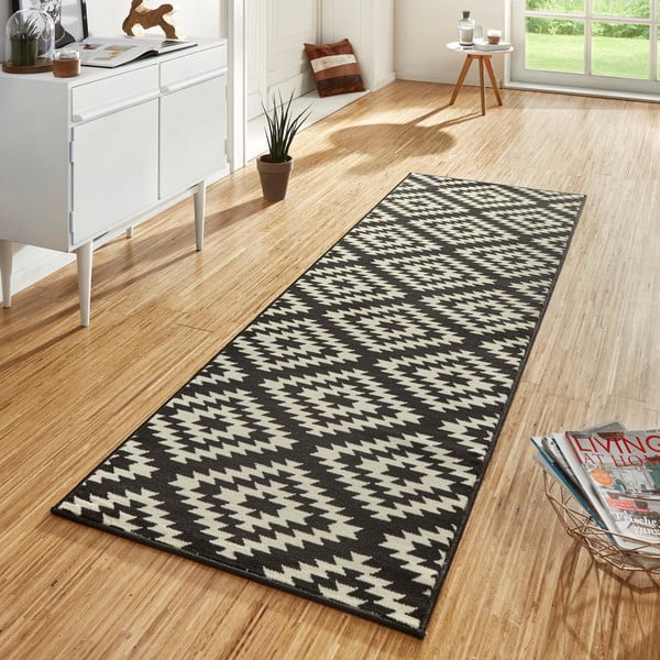 Covor tip traversă Hanse Home Basic Nordic, 80x200 cm, negru-alb-image-1