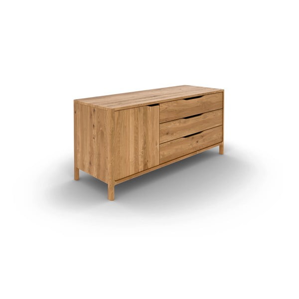 Comodă în culoare naturală joasă din lemn   de stejar 140x64 cm Twig – The Beds-image-2