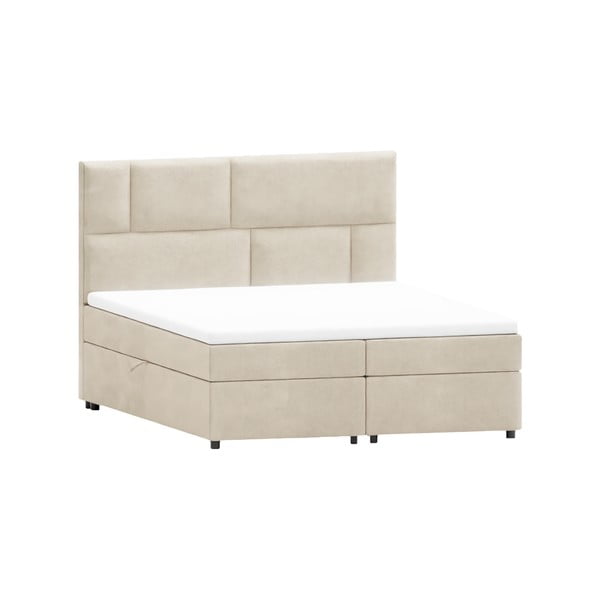 Pat boxspring bej cu spațiu de depozitare 200x200 cm Lola – Ropez